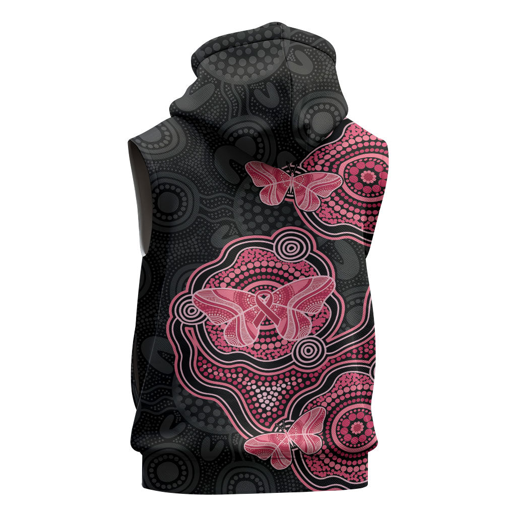 Australia Indigenous Mother's Day Sleeveless Zip Hoodie Aboriginal Breast Cancer Ribbon