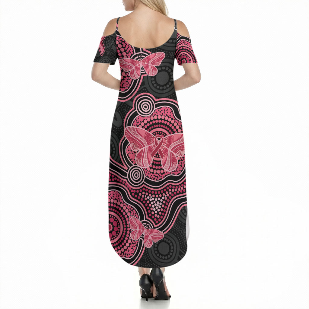 Australia Indigenous Mother's Day Summer Maxi Dress Aboriginal Breast Cancer Ribbon