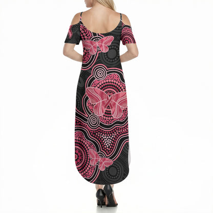 Australia Indigenous Mother's Day Summer Maxi Dress Aboriginal Breast Cancer Ribbon
