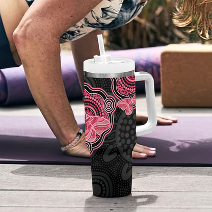 Australia Indigenous Mother's Day Tumbler With Handle Aboriginal Breast Cancer Ribbon