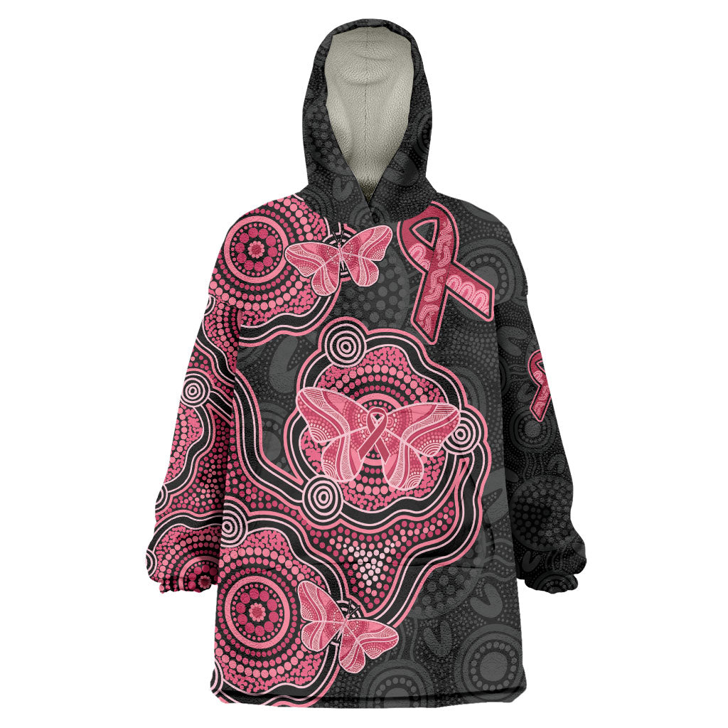 Australia Indigenous Mother's Day Wearable Blanket Hoodie Aboriginal Breast Cancer Ribbon