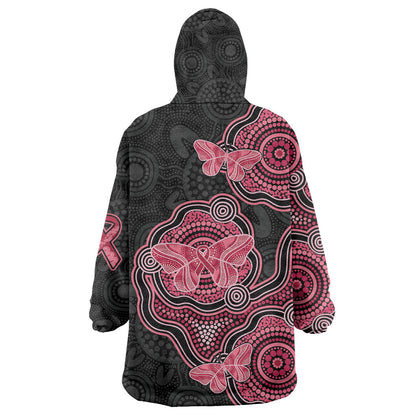 Australia Indigenous Mother's Day Wearable Blanket Hoodie Aboriginal Breast Cancer Ribbon