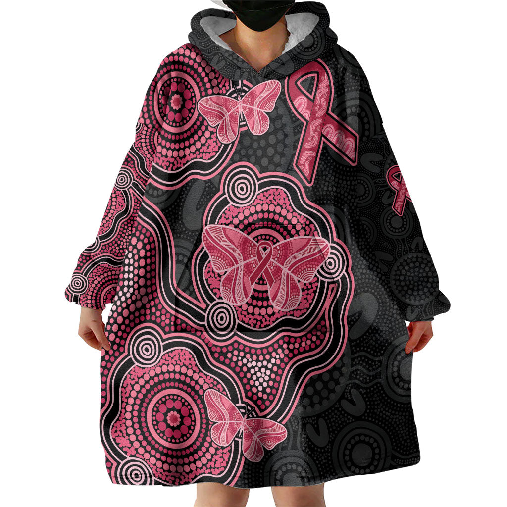 Australia Indigenous Mother's Day Wearable Blanket Hoodie Aboriginal Breast Cancer Ribbon