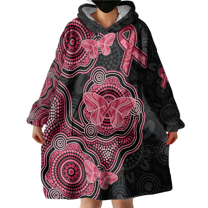 Australia Indigenous Mother's Day Wearable Blanket Hoodie Aboriginal Breast Cancer Ribbon