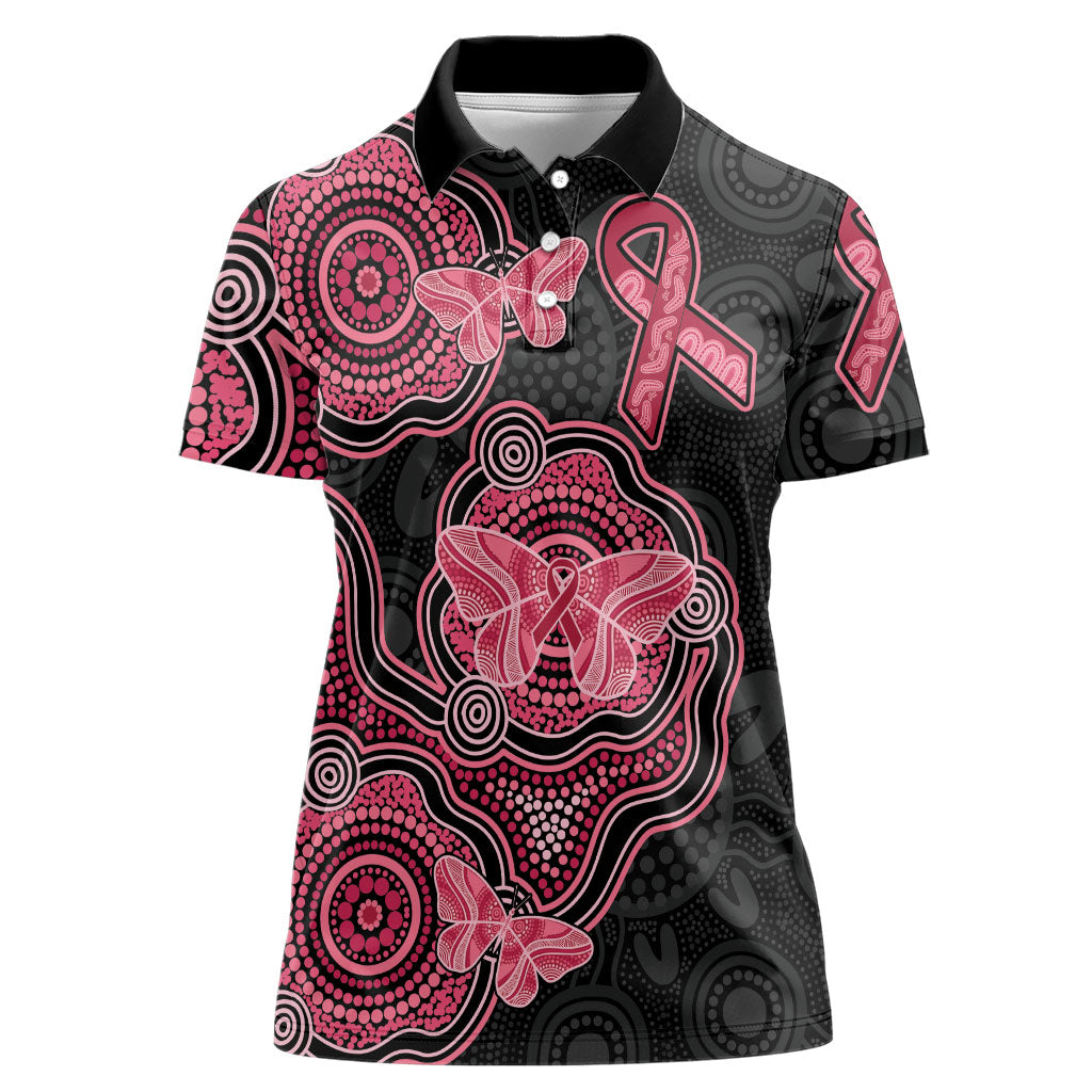 Australia Indigenous Mother's Day Women Polo Shirt Aboriginal Breast Cancer Ribbon