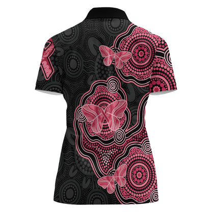 Australia Indigenous Mother's Day Women Polo Shirt Aboriginal Breast Cancer Ribbon