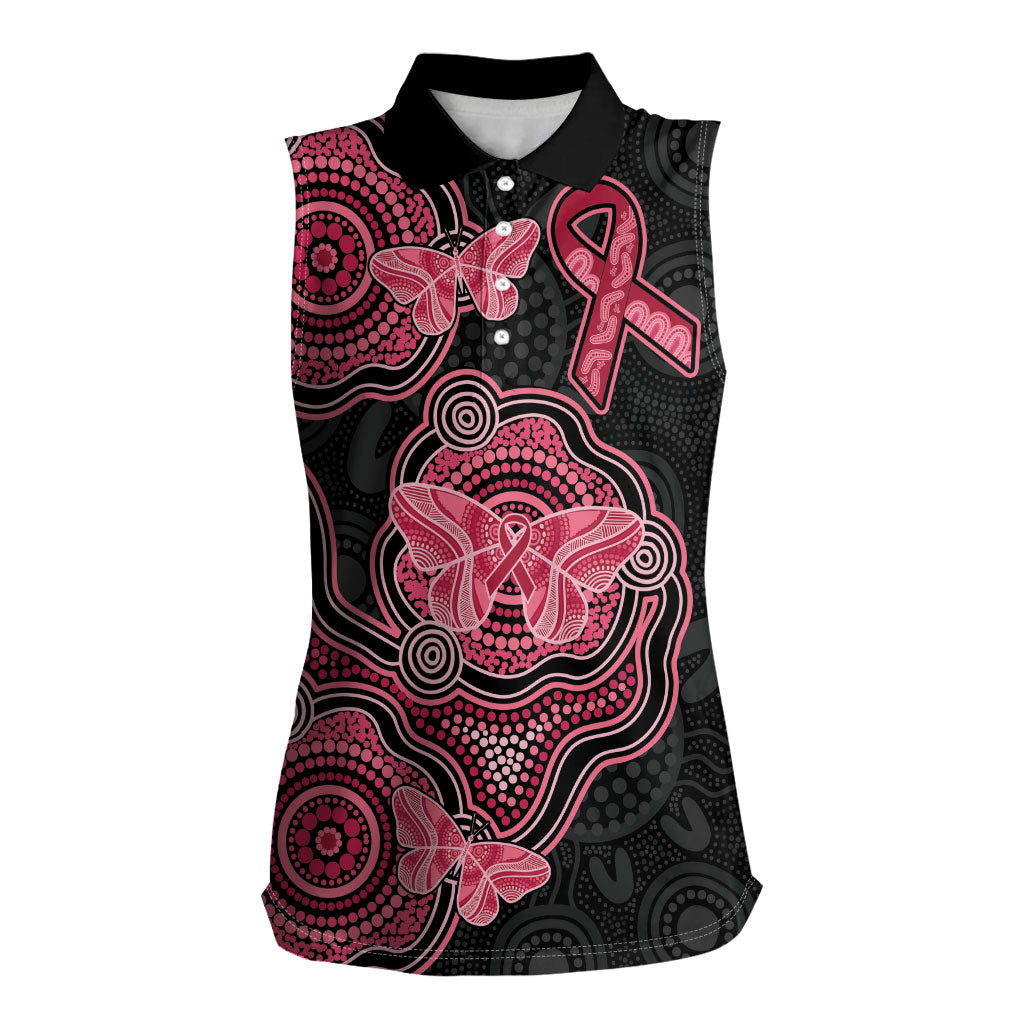 Australia Indigenous Mother's Day Women Sleeveless Polo Shirt Aboriginal Breast Cancer Ribbon