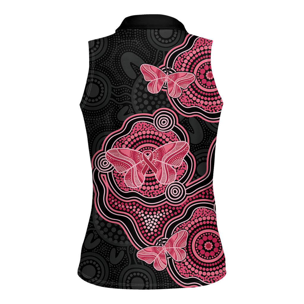 Australia Indigenous Mother's Day Women Sleeveless Polo Shirt Aboriginal Breast Cancer Ribbon