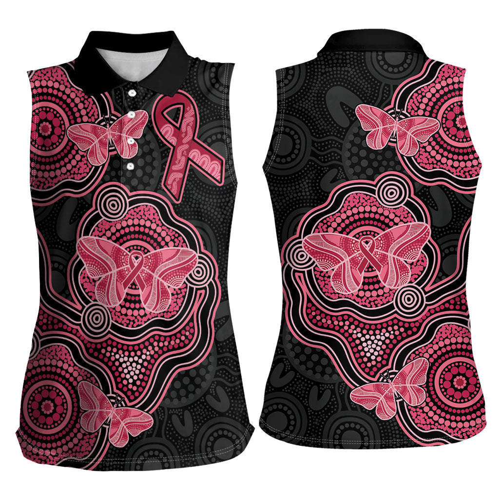 Australia Indigenous Mother's Day Women Sleeveless Polo Shirt Aboriginal Breast Cancer Ribbon