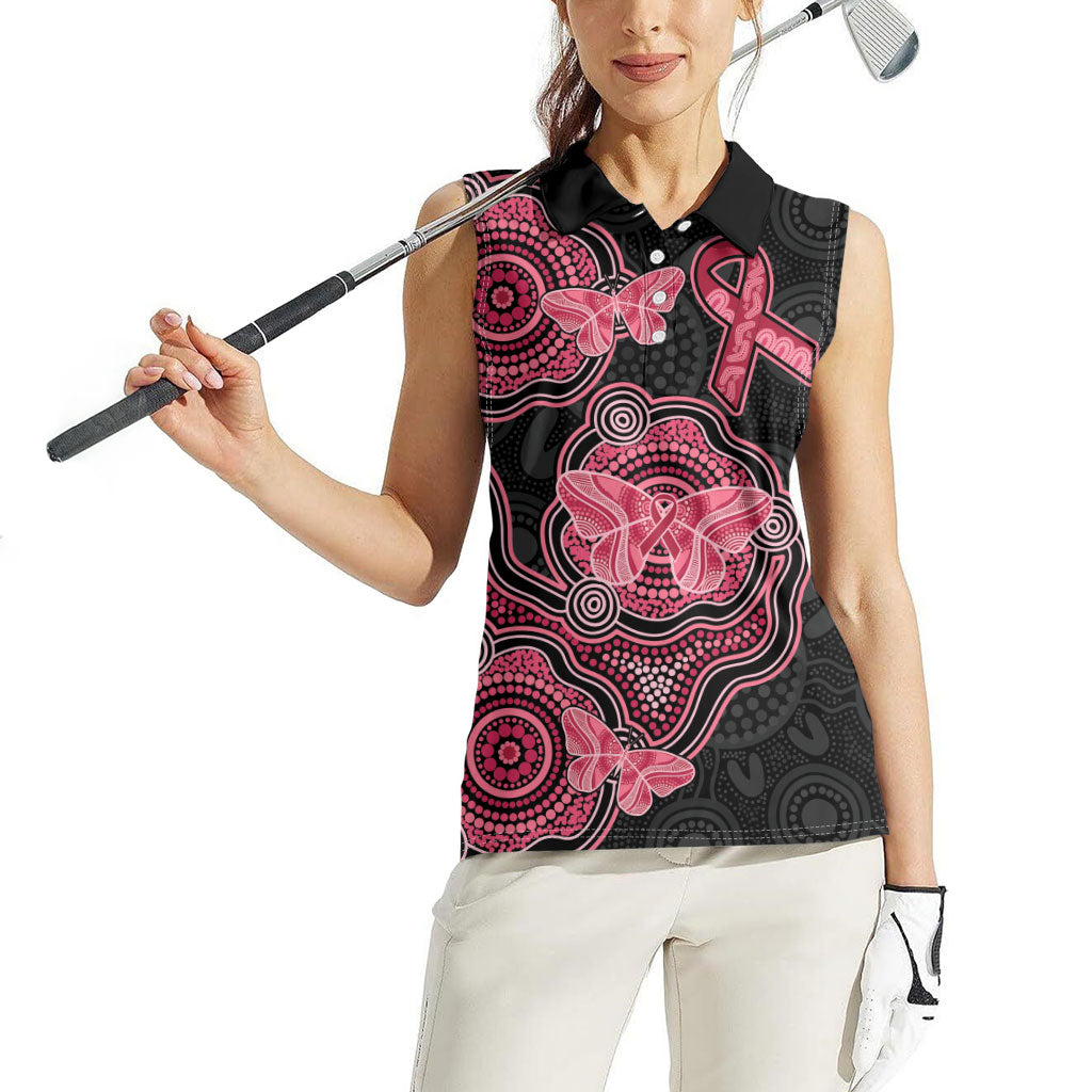 Australia Indigenous Mother's Day Women Sleeveless Polo Shirt Aboriginal Breast Cancer Ribbon