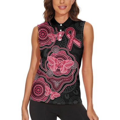 Australia Indigenous Mother's Day Women Sleeveless Polo Shirt Aboriginal Breast Cancer Ribbon