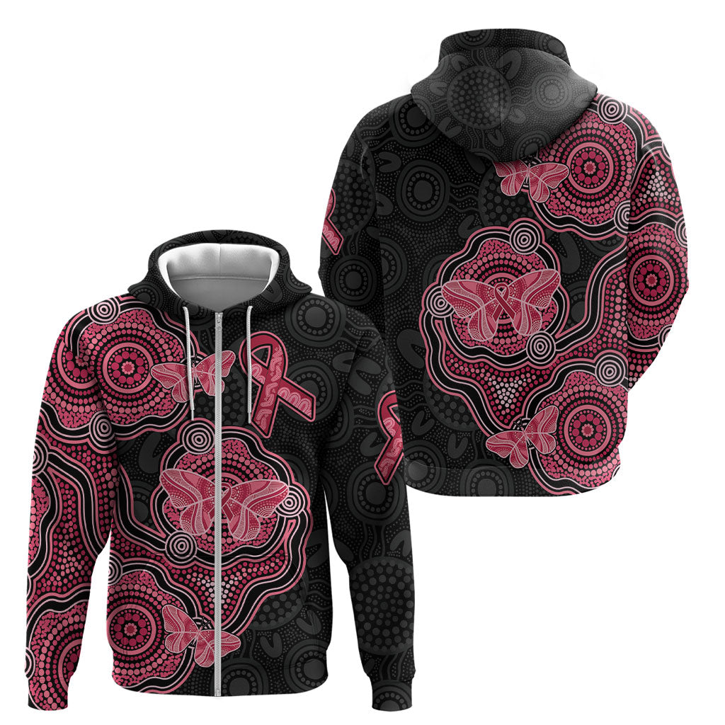 Australia Indigenous Mother's Day Zip Hoodie Aboriginal Breast Cancer Ribbon