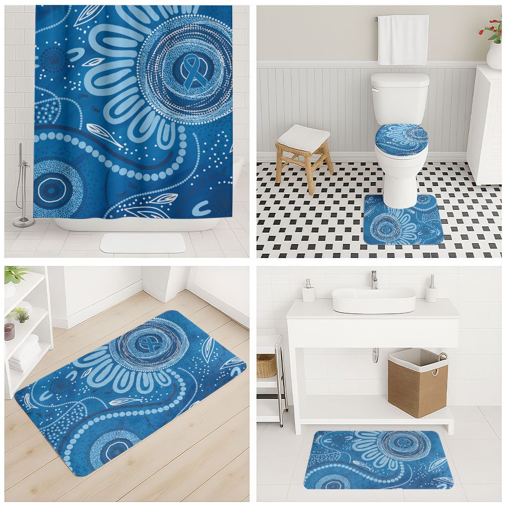 Australia Indigenous Bathroom Set Blue Ribbon Prostate Cancer Month