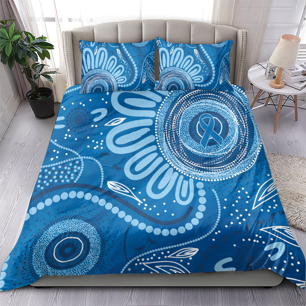 Australia Indigenous Bedding Set Blue Ribbon Prostate Cancer Month