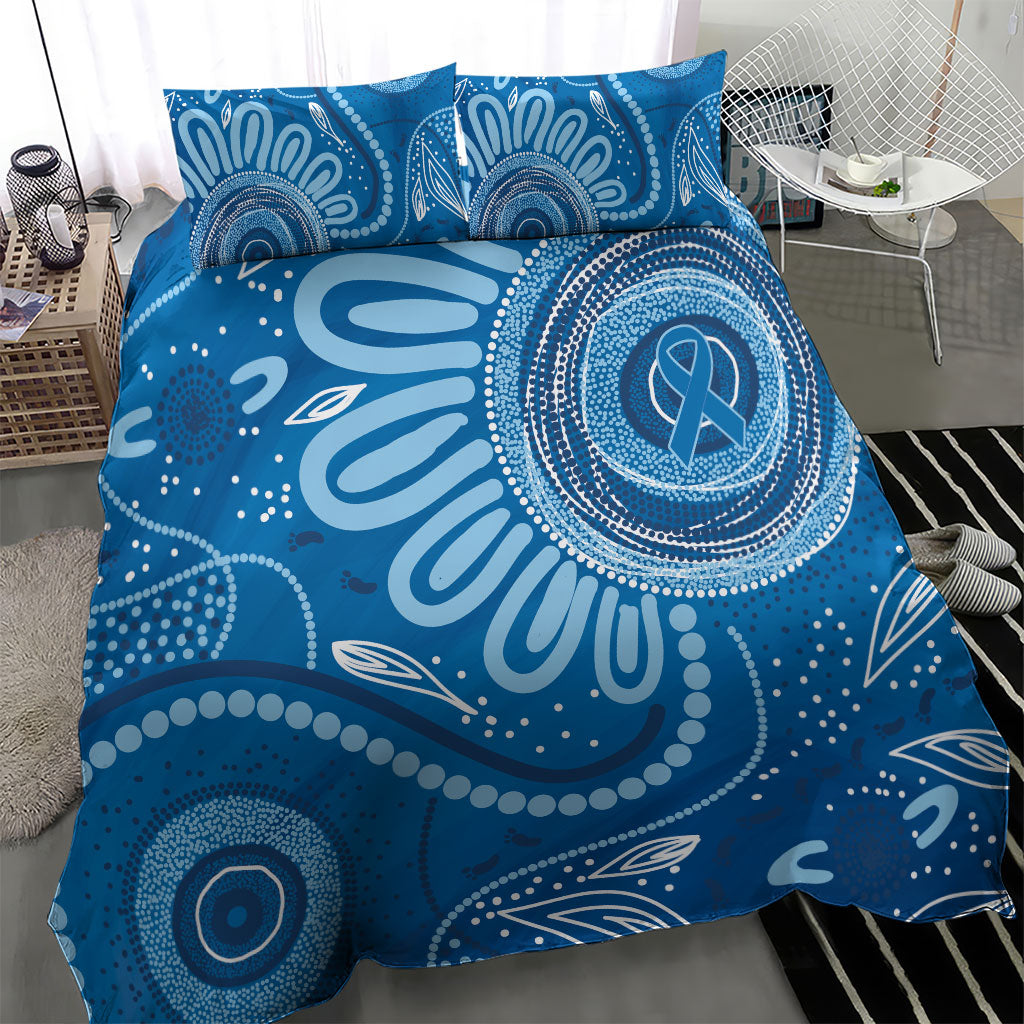 Australia Indigenous Bedding Set Blue Ribbon Prostate Cancer Month