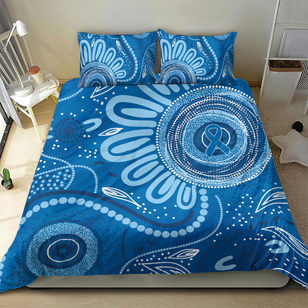 Australia Indigenous Bedding Set Blue Ribbon Prostate Cancer Month