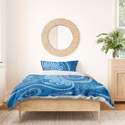 Australia Indigenous Bedding Set Blue Ribbon Prostate Cancer Month