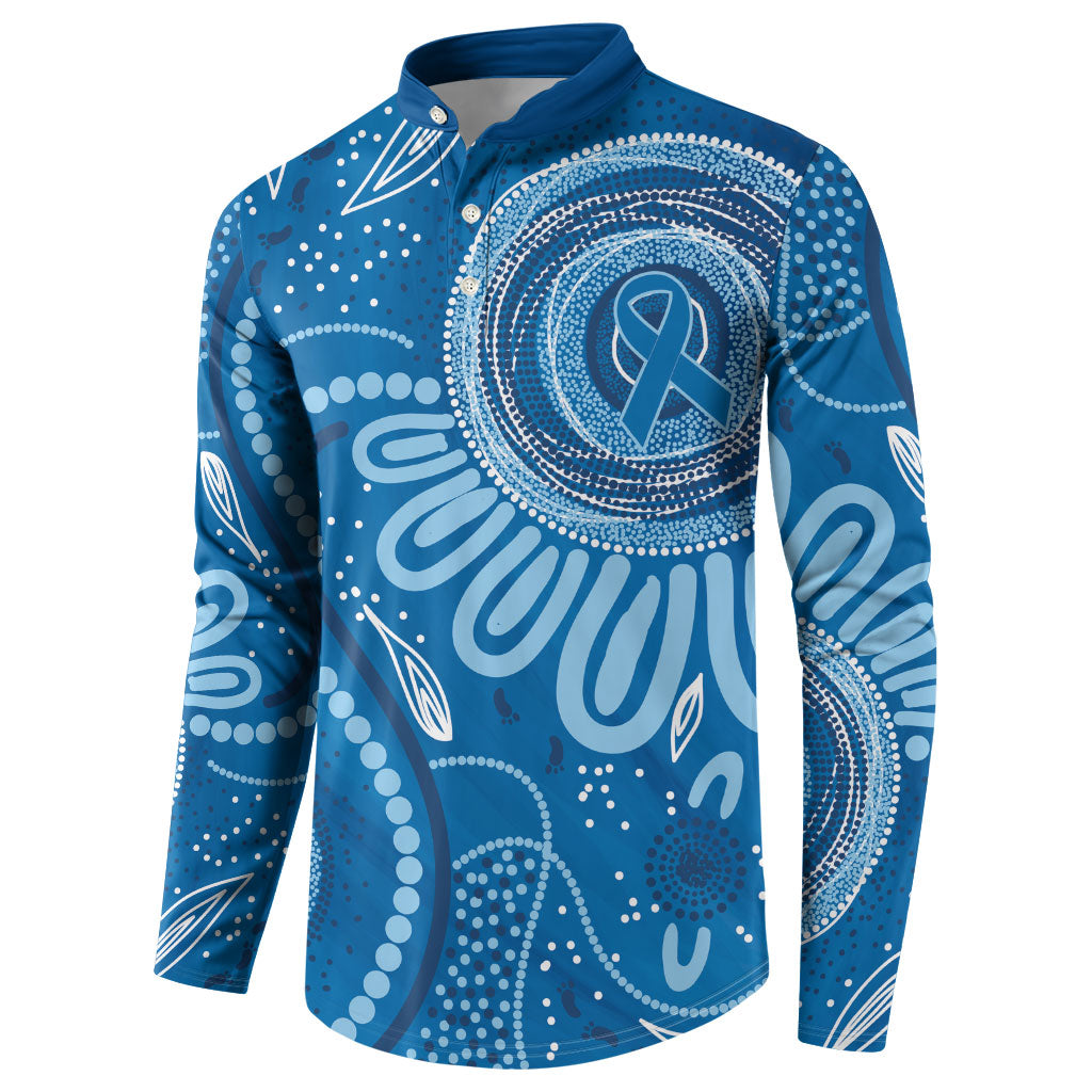 Australia Indigenous Button Sweatshirt Blue Ribbon Prostate Cancer Month
