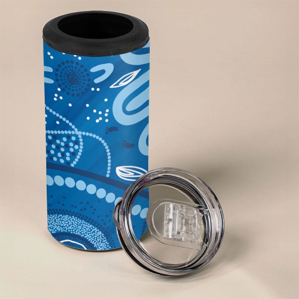 Australia Indigenous 4 in 1 Can Cooler Tumbler Blue Ribbon Prostate Cancer Month