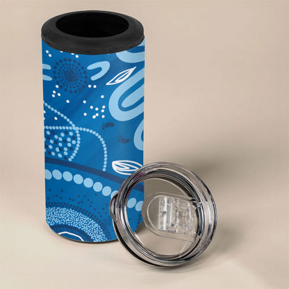Australia Indigenous 4 in 1 Can Cooler Tumbler Blue Ribbon Prostate Cancer Month