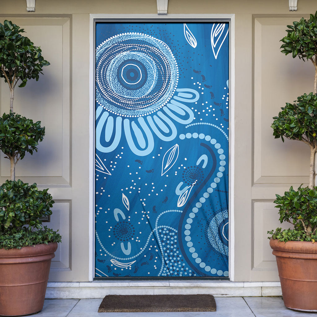 Australia Indigenous Door Cover Blue Ribbon Prostate Cancer Month