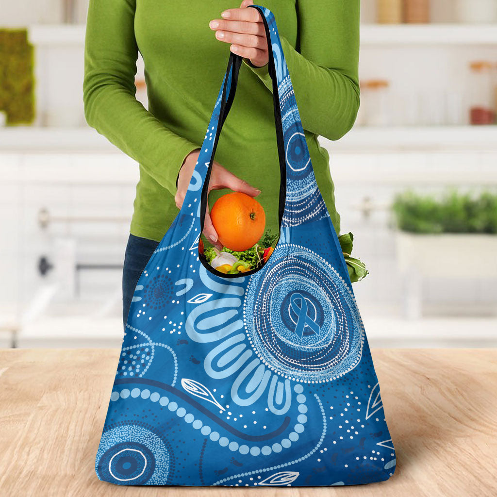 Australia Indigenous Grocery Bag Blue Ribbon Prostate Cancer Month