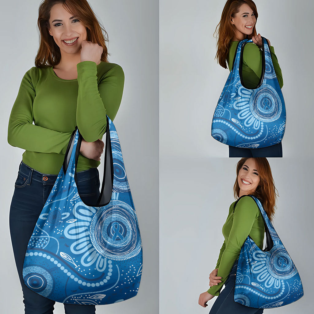 Australia Indigenous Grocery Bag Blue Ribbon Prostate Cancer Month
