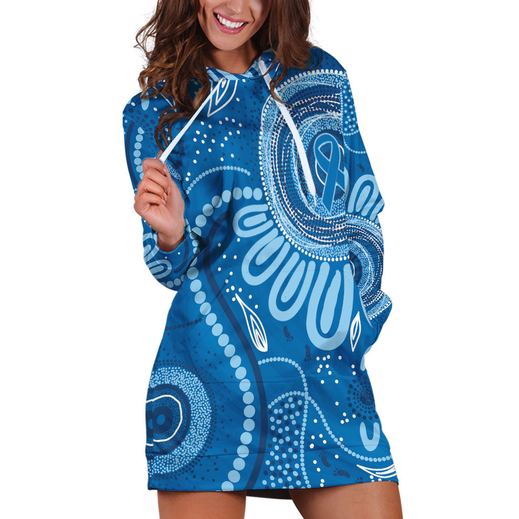 Australia Indigenous Hoodie Dress Blue Ribbon Prostate Cancer Month