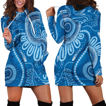 Australia Indigenous Hoodie Dress Blue Ribbon Prostate Cancer Month