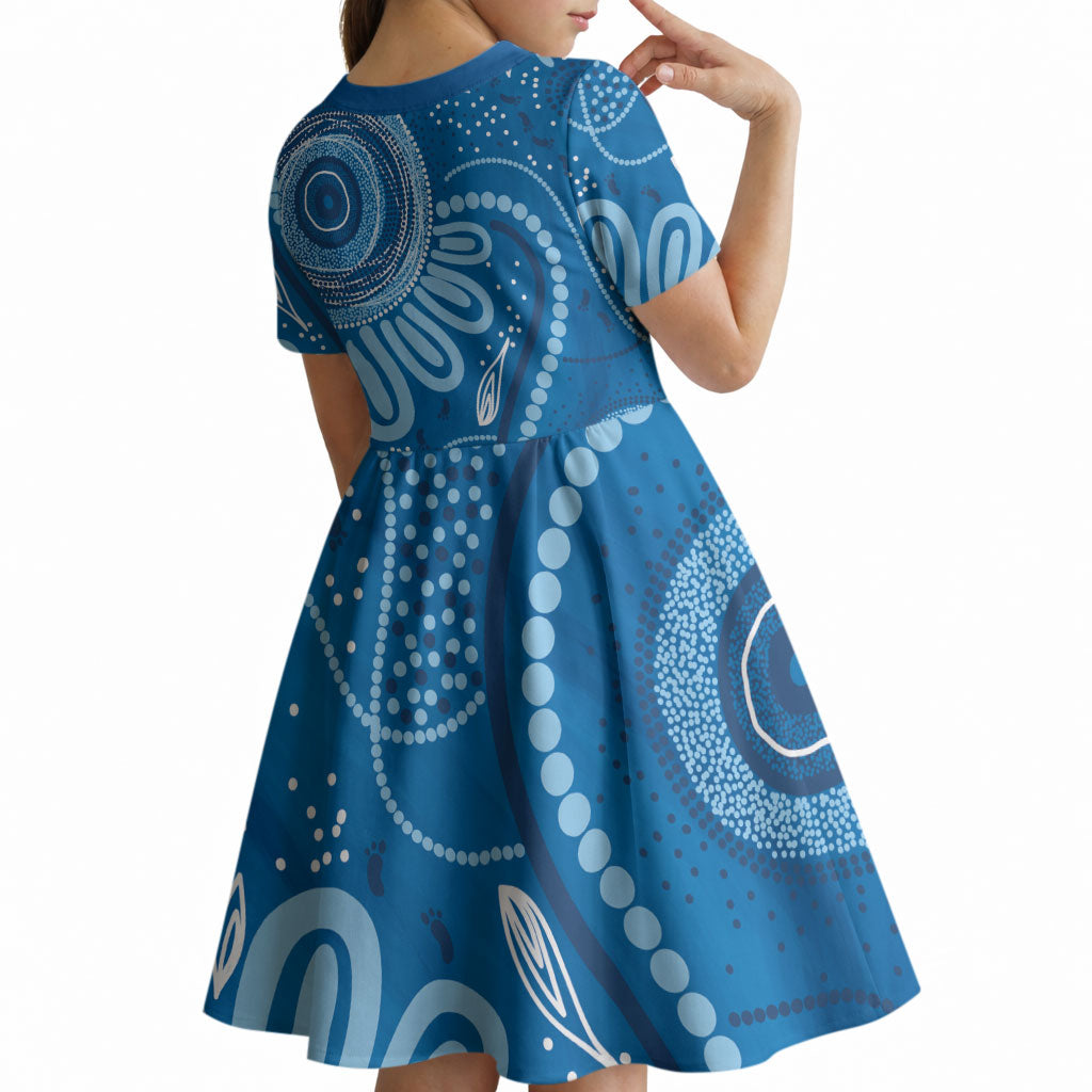 Australia Indigenous Kid Short Sleeve Dress Blue Ribbon Prostate Cancer Month