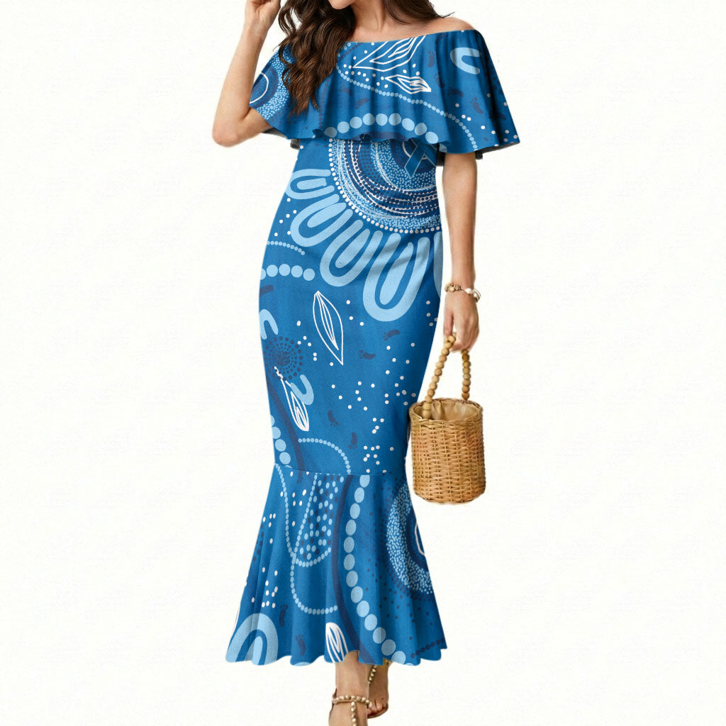 Australia Indigenous Mermaid Dress Blue Ribbon Prostate Cancer Month