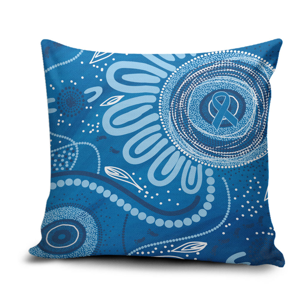 Australia Indigenous Pillow Cover Blue Ribbon Prostate Cancer Month