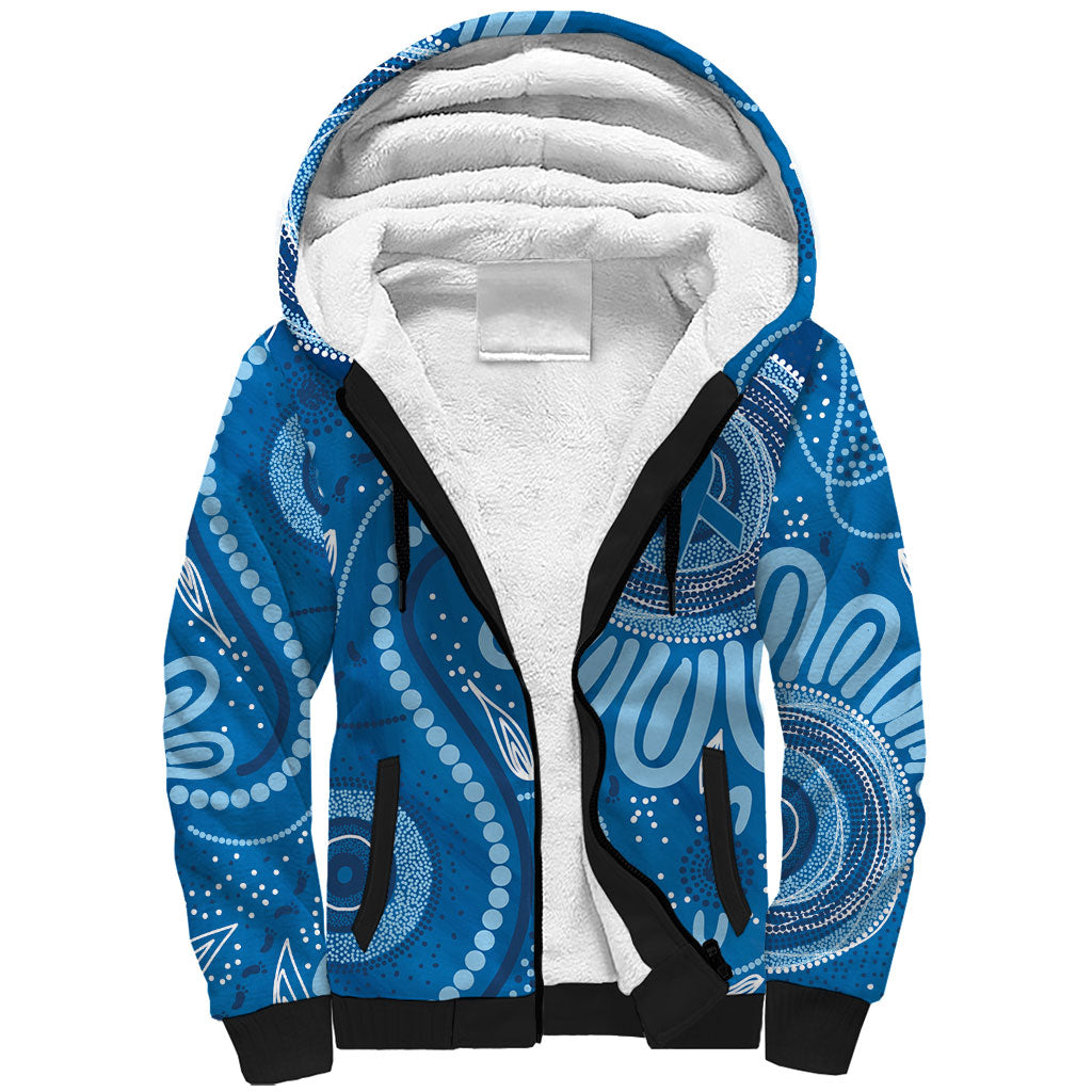Australia Indigenous Sherpa Hoodie Blue Ribbon Prostate Cancer Month
