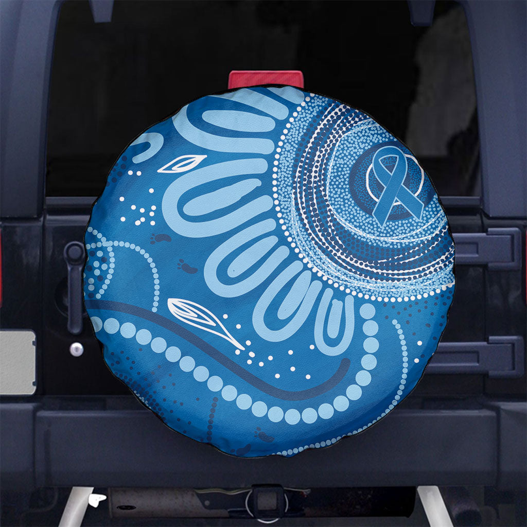 Australia Indigenous Spare Tire Cover Blue Ribbon Prostate Cancer Month