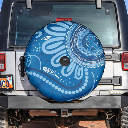 Australia Indigenous Spare Tire Cover Blue Ribbon Prostate Cancer Month