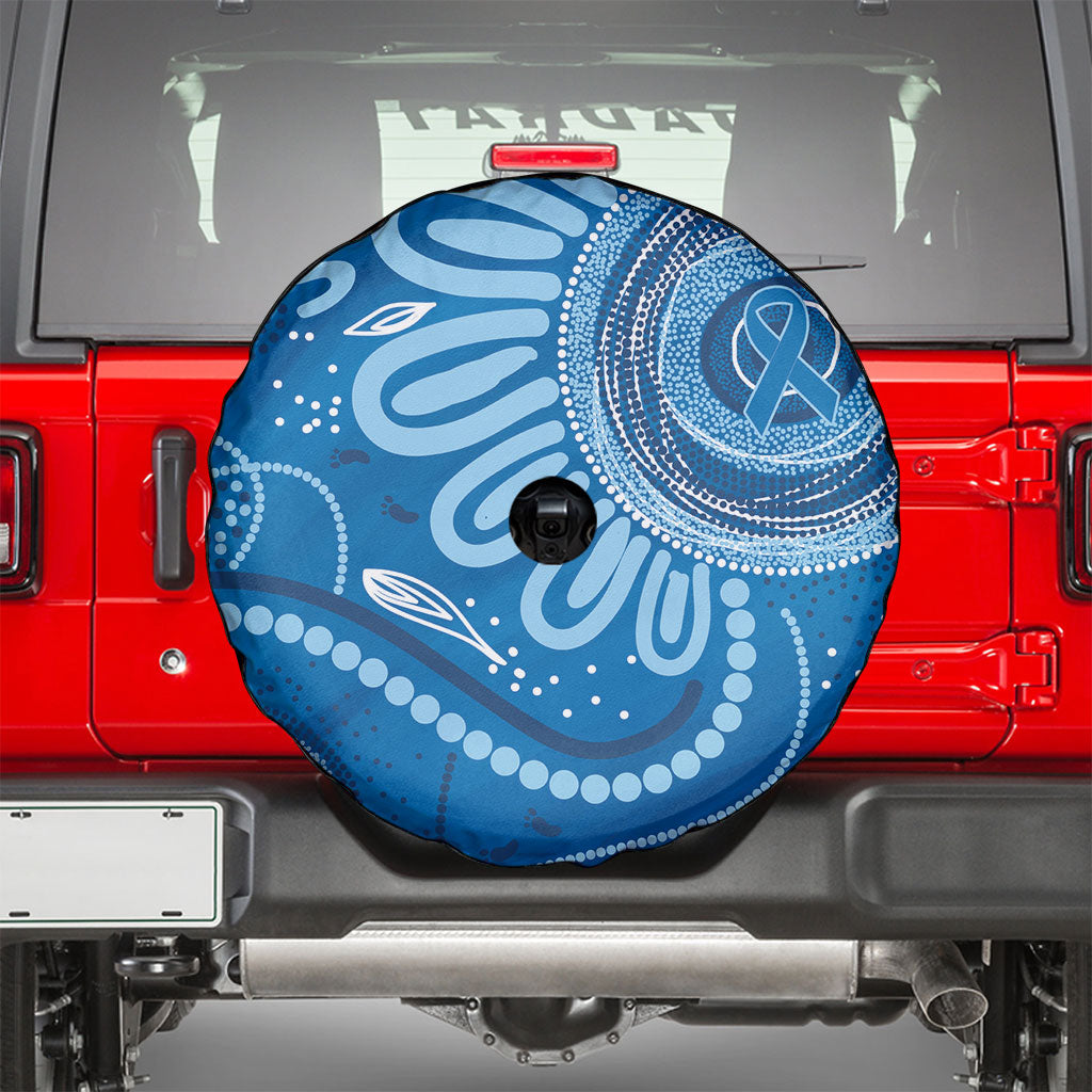 Australia Indigenous Spare Tire Cover Blue Ribbon Prostate Cancer Month