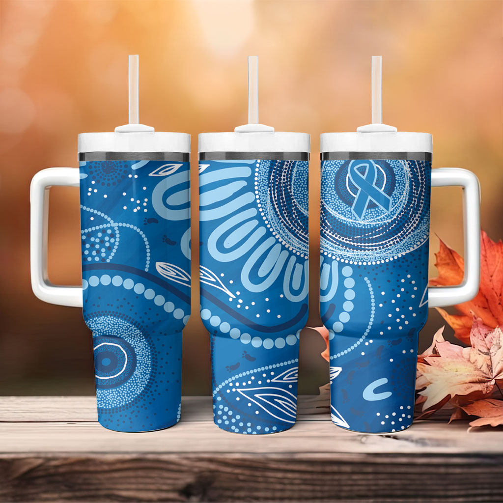 Australia Indigenous Tumbler With Handle Blue Ribbon Prostate Cancer Month
