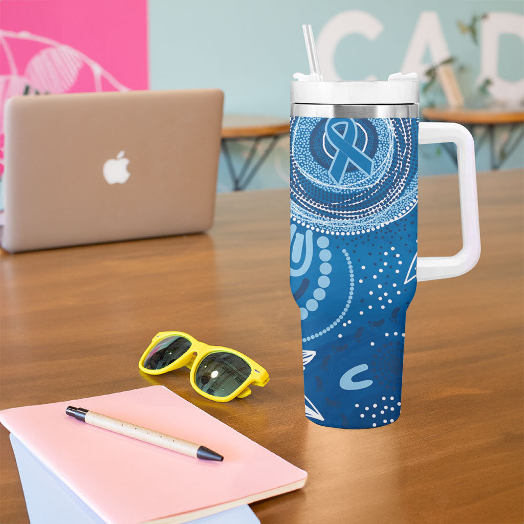 Australia Indigenous Tumbler With Handle Blue Ribbon Prostate Cancer Month
