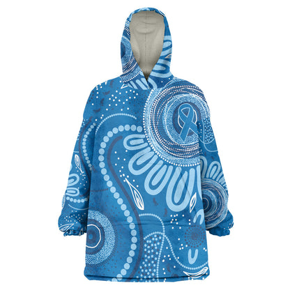 Australia Indigenous Wearable Blanket Hoodie Blue Ribbon Prostate Cancer Month