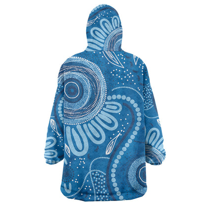 Australia Indigenous Wearable Blanket Hoodie Blue Ribbon Prostate Cancer Month