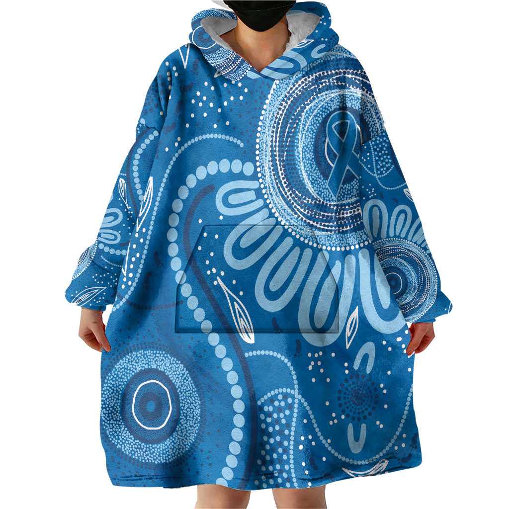 Australia Indigenous Wearable Blanket Hoodie Blue Ribbon Prostate Cancer Month