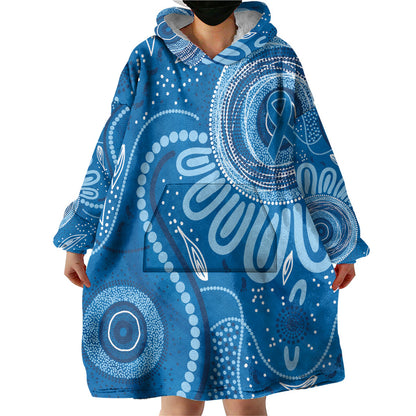 Australia Indigenous Wearable Blanket Hoodie Blue Ribbon Prostate Cancer Month