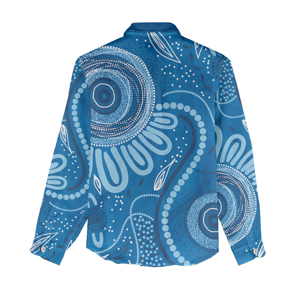Australia Indigenous Women Casual Shirt Blue Ribbon Prostate Cancer Month