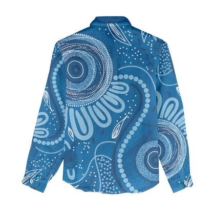 Australia Indigenous Women Casual Shirt Blue Ribbon Prostate Cancer Month