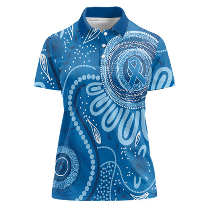 Australia Indigenous Women Polo Shirt Blue Ribbon Prostate Cancer Month