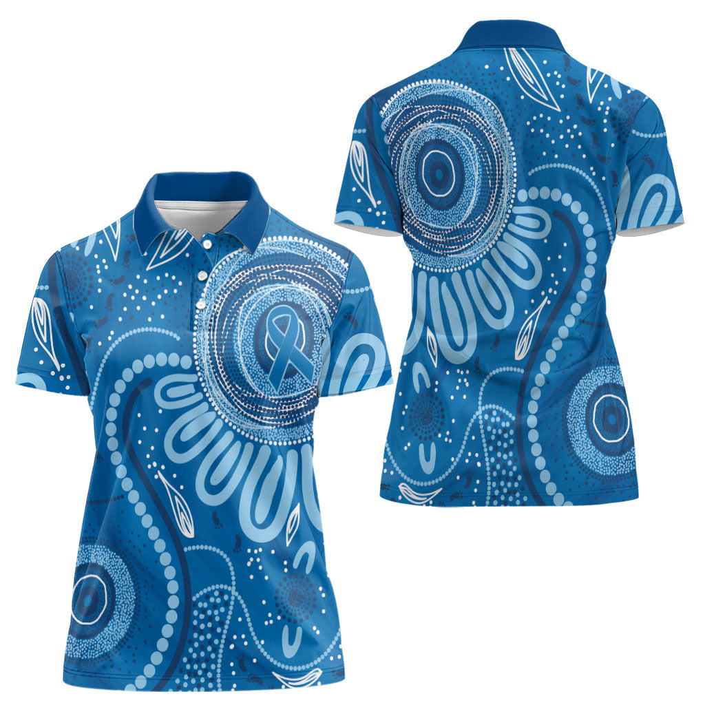 Australia Indigenous Women Polo Shirt Blue Ribbon Prostate Cancer Month