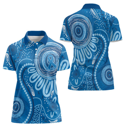 Australia Indigenous Women Polo Shirt Blue Ribbon Prostate Cancer Month
