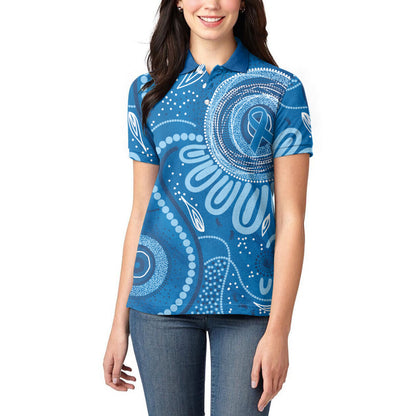 Australia Indigenous Women Polo Shirt Blue Ribbon Prostate Cancer Month