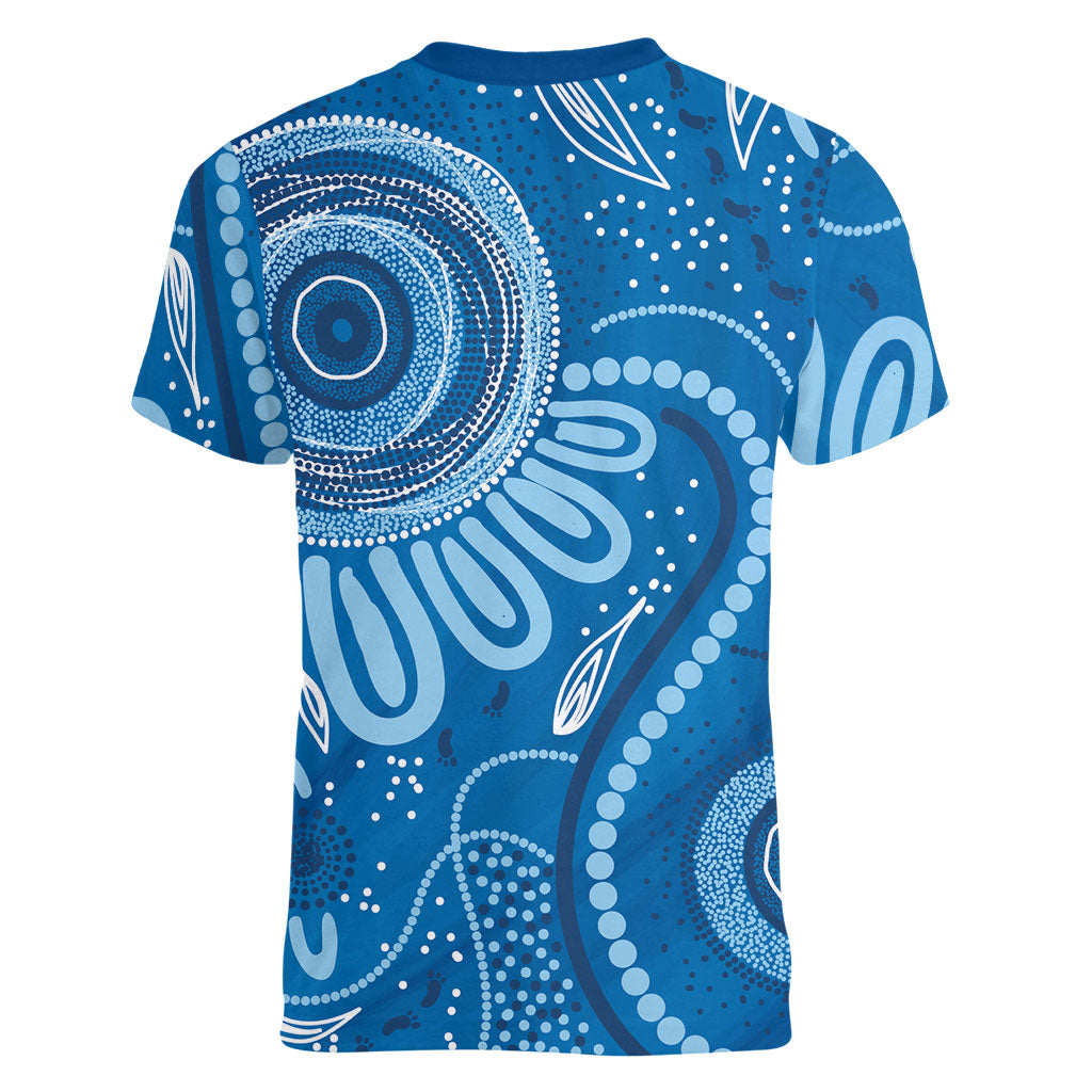 Australia Indigenous Women V-Neck T-Shirt Blue Ribbon Prostate Cancer Month