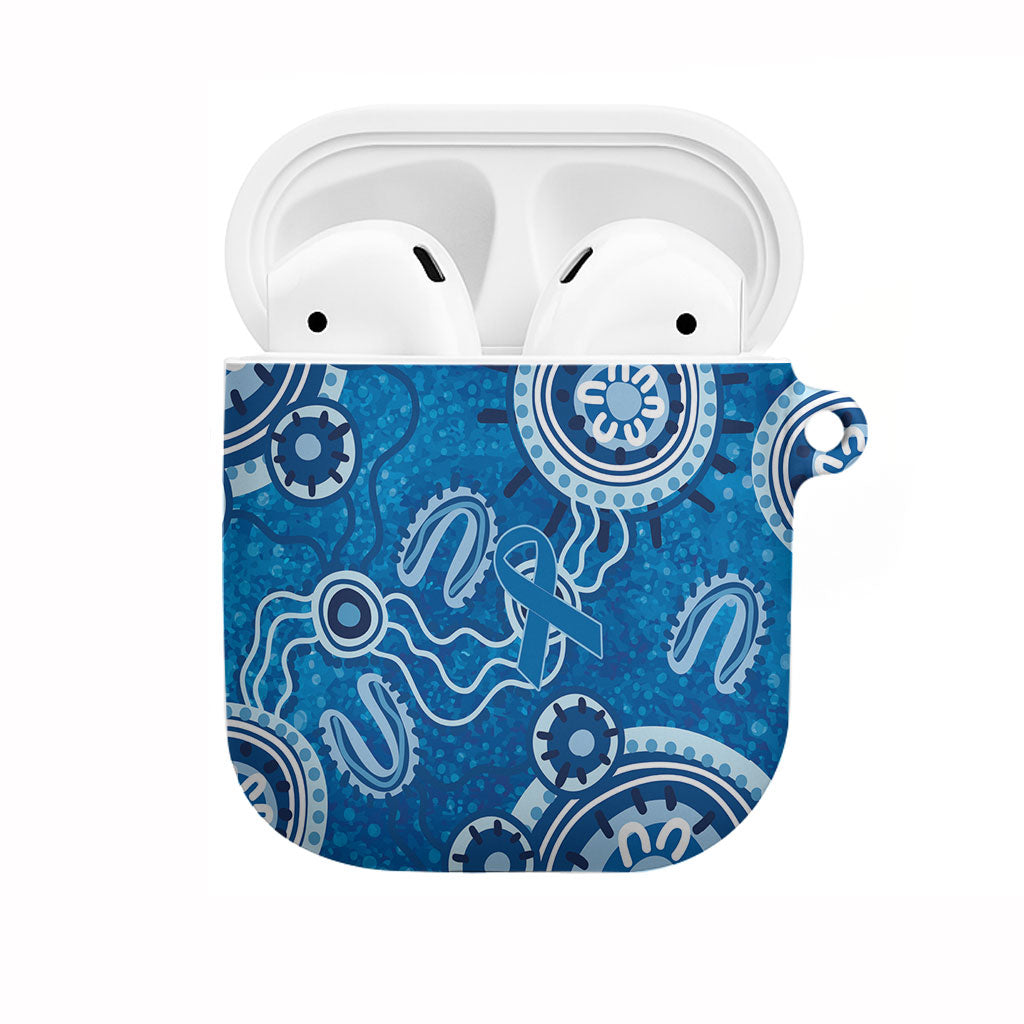 Australia Indigenous Prostate Cancer Prevention AirPods Case Blue Ribbon Aboriginal Art